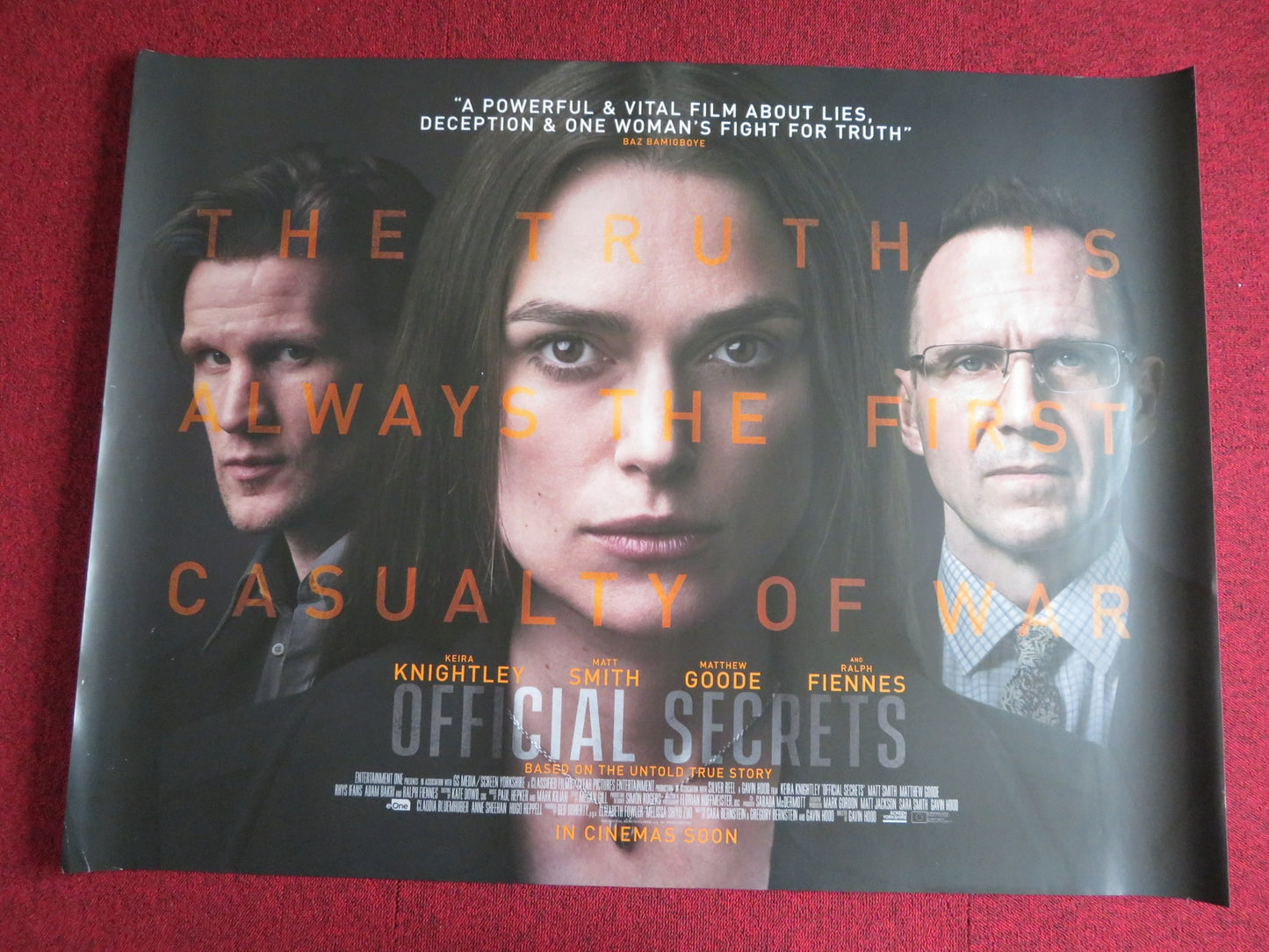 OFFICIAL SECRETS UK QUAD (30"x 40") ROLLED POSTER KEIRA KNIGHTLEY M.SMITH 2019 - Rendezvous Cinema