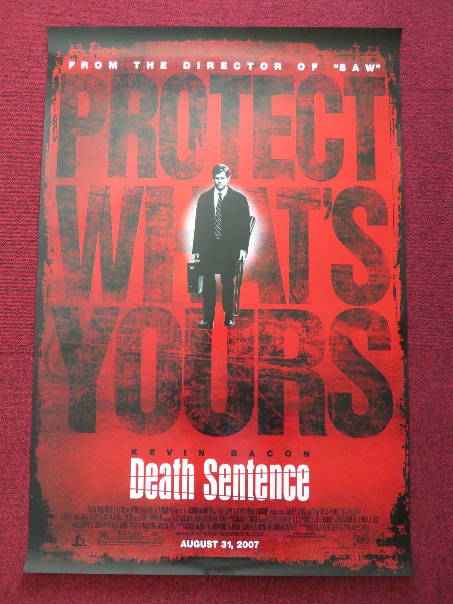 DEATH SENTENCE US ONE SHEET ROLLED POSTER KEVIN BACON KELLY PRESTON 2007 - Rendezvous Cinema