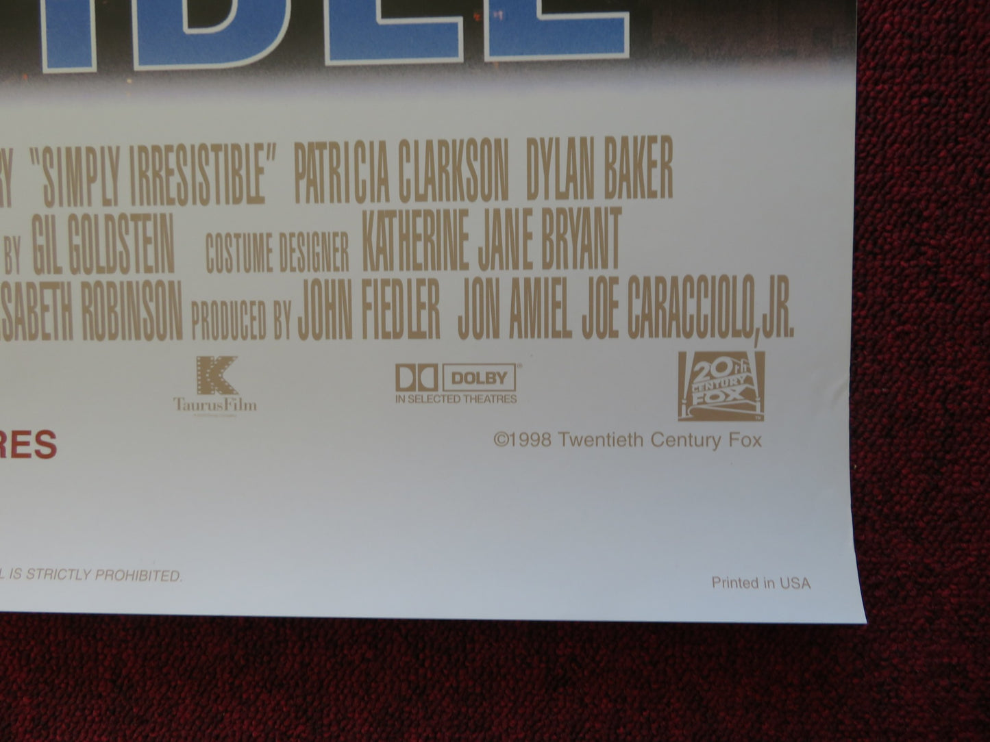 SIMPLY IRRESISTIBLE - V.A US ONE SHEET ROLLED POSTER SARAH MICHELLE GELLAR 1999 - Rendezvous Cinema