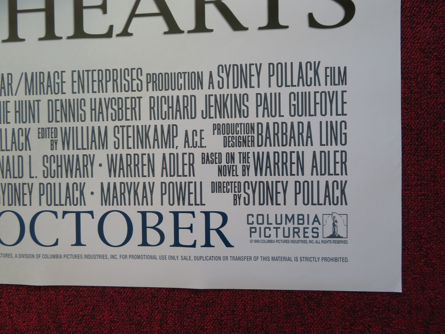 RANDOM HEARTS US ONE SHEET ROLLED POSTER HARRISON FORD KRISTEN SCOTT THOMAS 1999 - Rendezvous Cinema