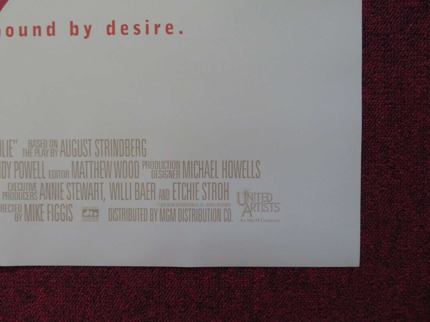 MISS JULIE US ONE SHEET ROLLED POSTER COLIN FARRELL JESSICA CHASTAIN 2014 - Rendezvous Cinema