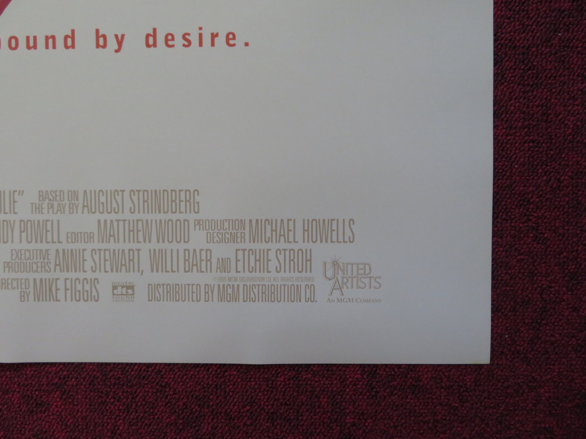 MISS JULIE US ONE SHEET ROLLED POSTER COLIN FARRELL JESSICA CHASTAIN 2014 - Rendezvous Cinema