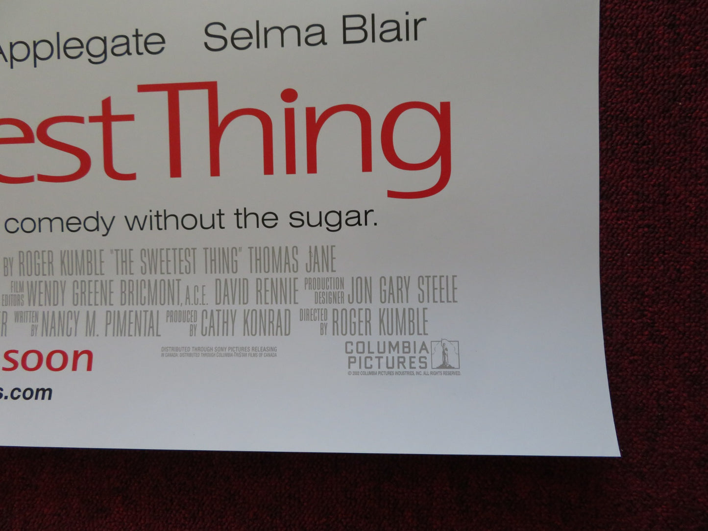 THE SWEETEST THING US ONE SHEET ROLLED POSTER CAMERON DIAZ JASON BATEMAN 2002 - Rendezvous Cinema