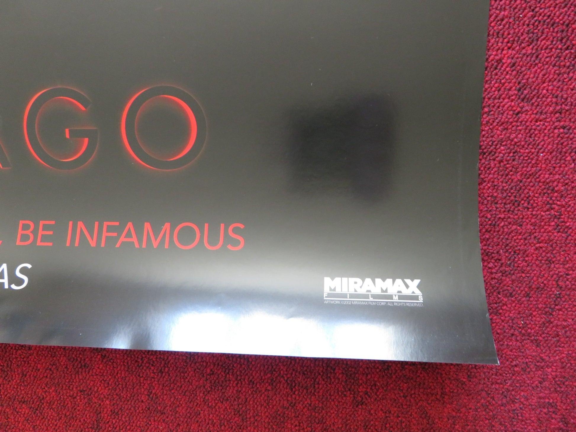 CHICAGO US ONE SHEET ROLLED POSTER RICHARD GERE CATHERINE ZETA-JONES 2002 - Rendezvous Cinema