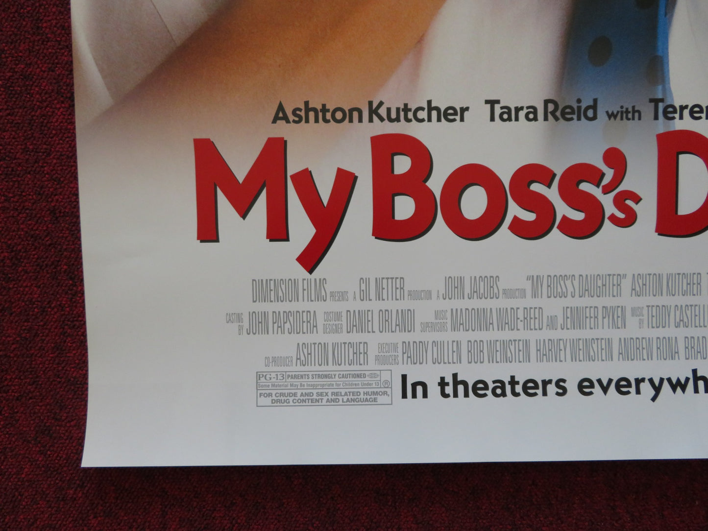 MY BOSS'S DAUGHTER US ONE SHEET ROLLED POSTER ASHTON KUTCHER TARA REID 2003 - Rendezvous Cinema