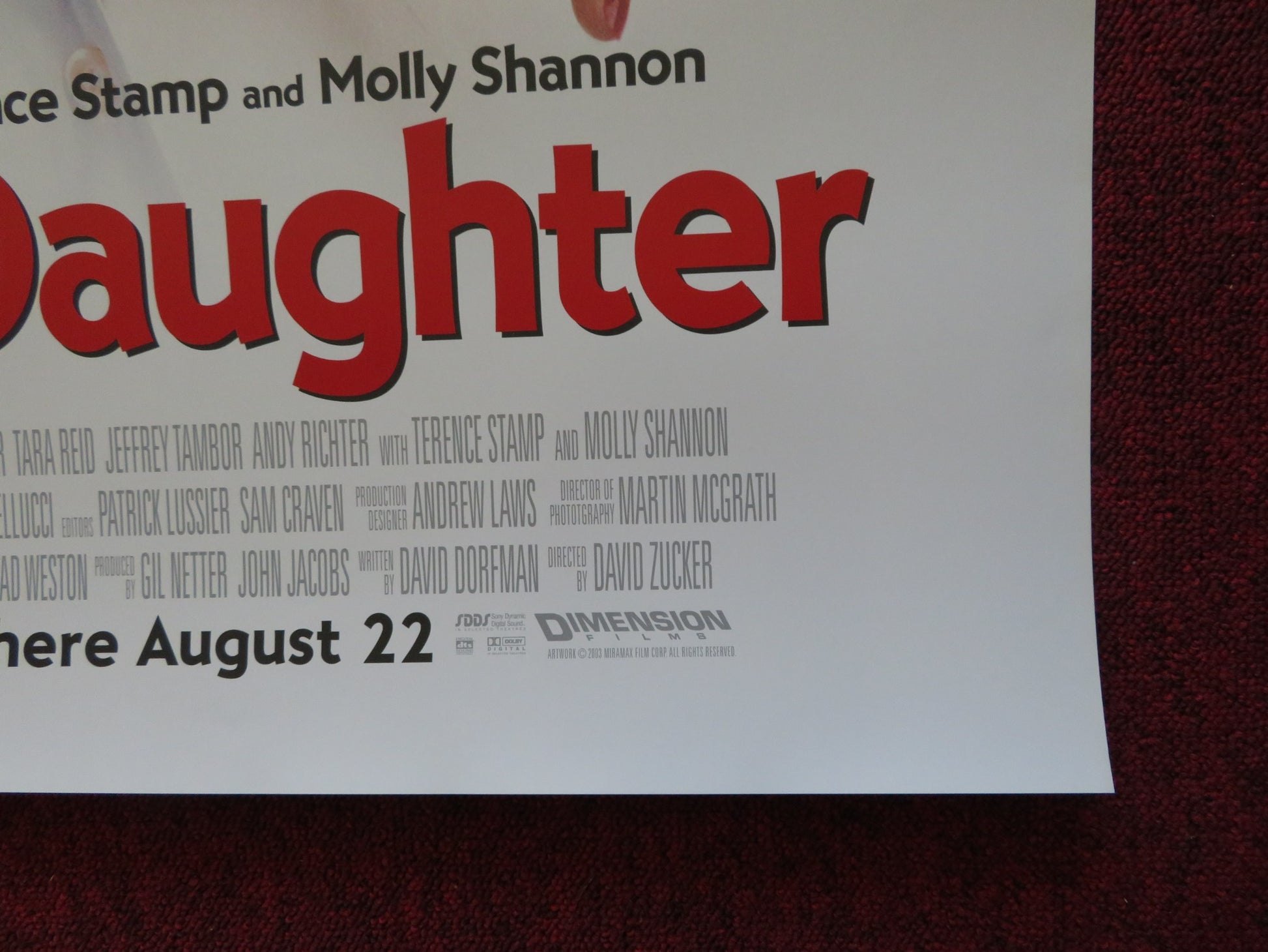 MY BOSS'S DAUGHTER US ONE SHEET ROLLED POSTER ASHTON KUTCHER TARA REID 2003 - Rendezvous Cinema