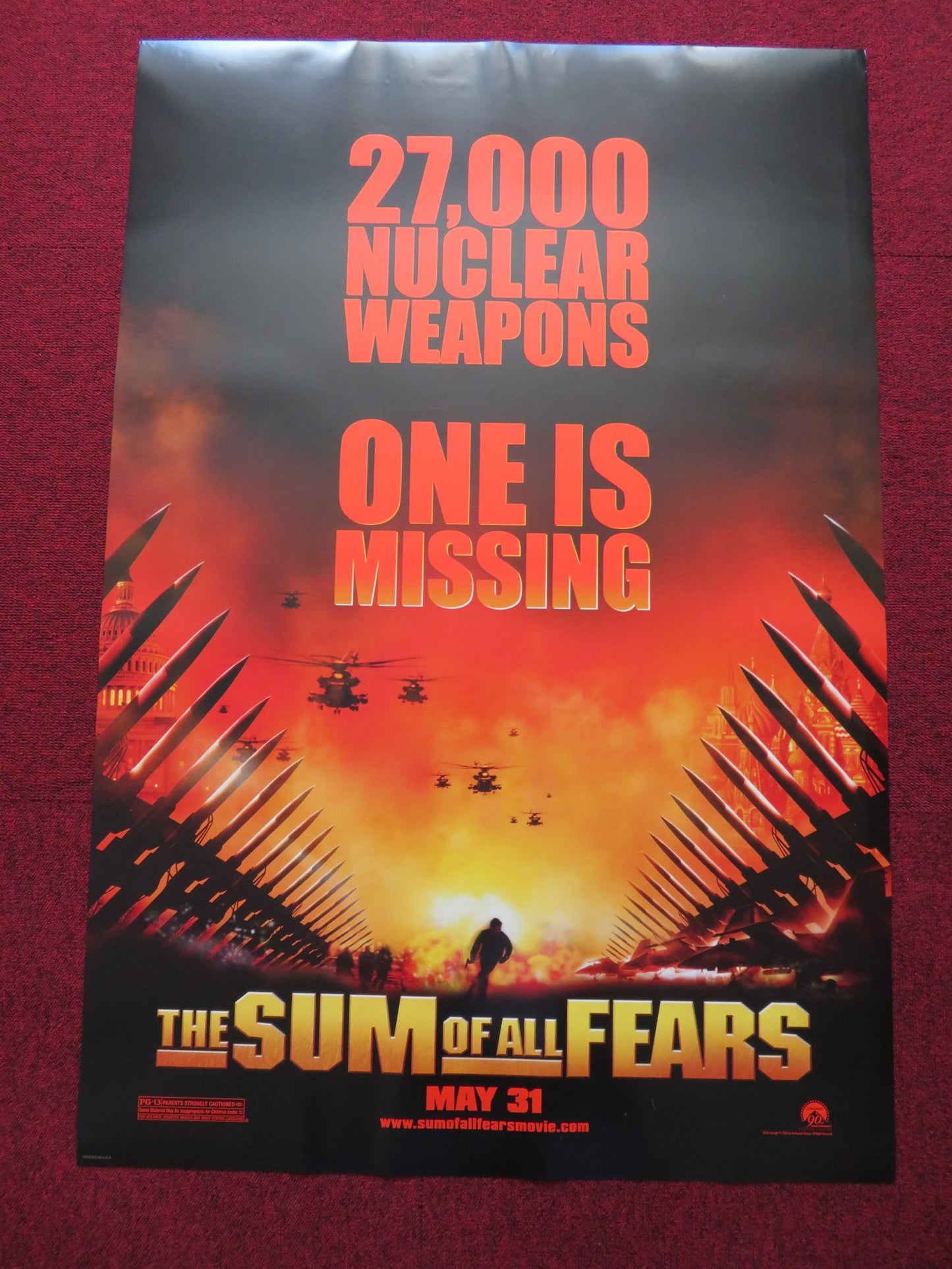 THE SUM OF ALL FEARS US ONE SHEET ROLLED POSTER BEN AFFLECK MORGAN FREEMAN 2002 - Rendezvous Cinema
