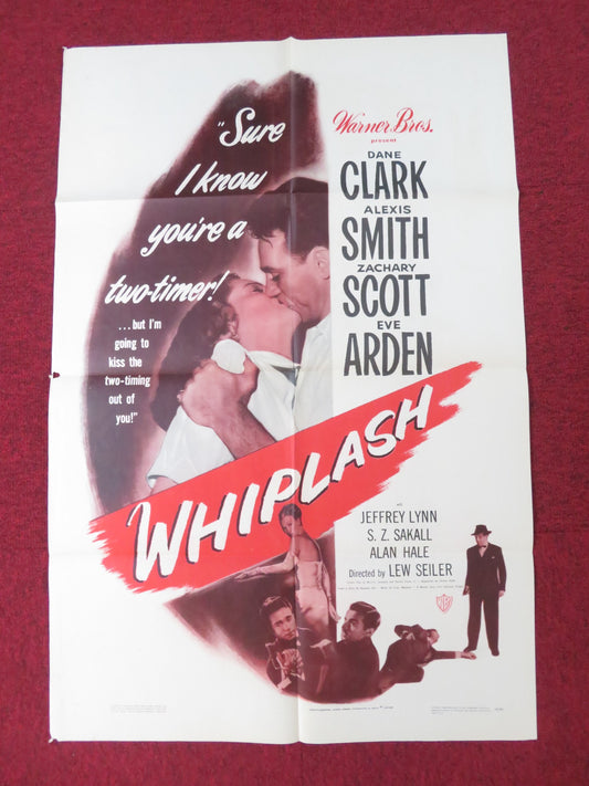 WHIPLASH FOLDED US ONE SHEET POSTER DANE CLARK ALEXIS SMITH 1948