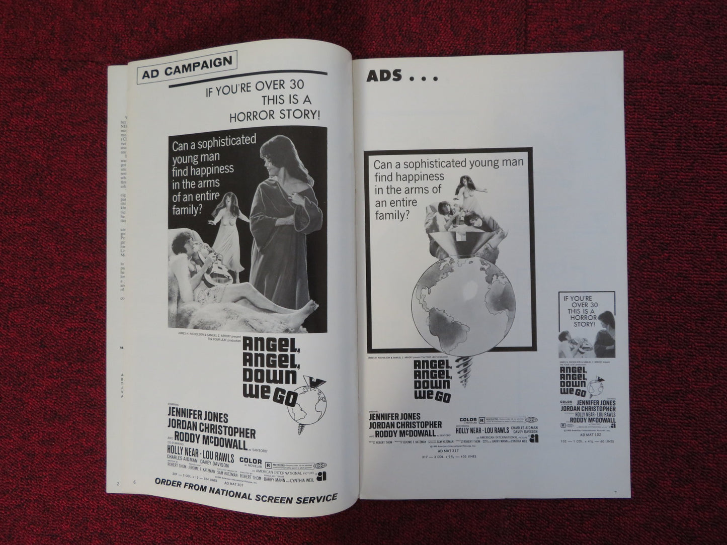 ANGEL, ANGEL, DOWN WE GO UNCUT AMERICAN INTERNATIONAL PRESS BOOK J. JONES 1969 - Rendezvous Cinema