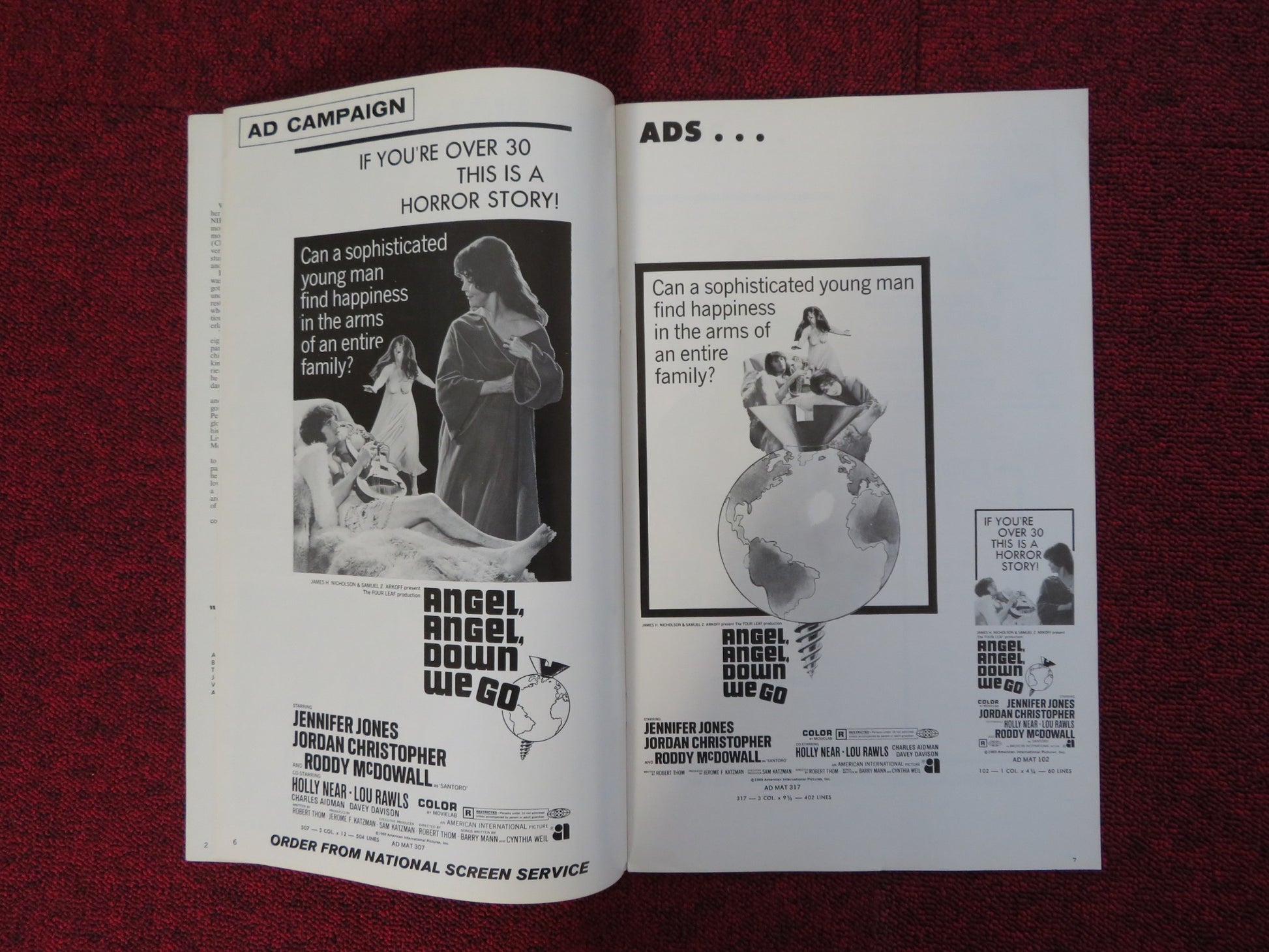 ANGEL, ANGEL, DOWN WE GO UNCUT AMERICAN INTERNATIONAL PRESS BOOK J. JONES 1969 - Rendezvous Cinema