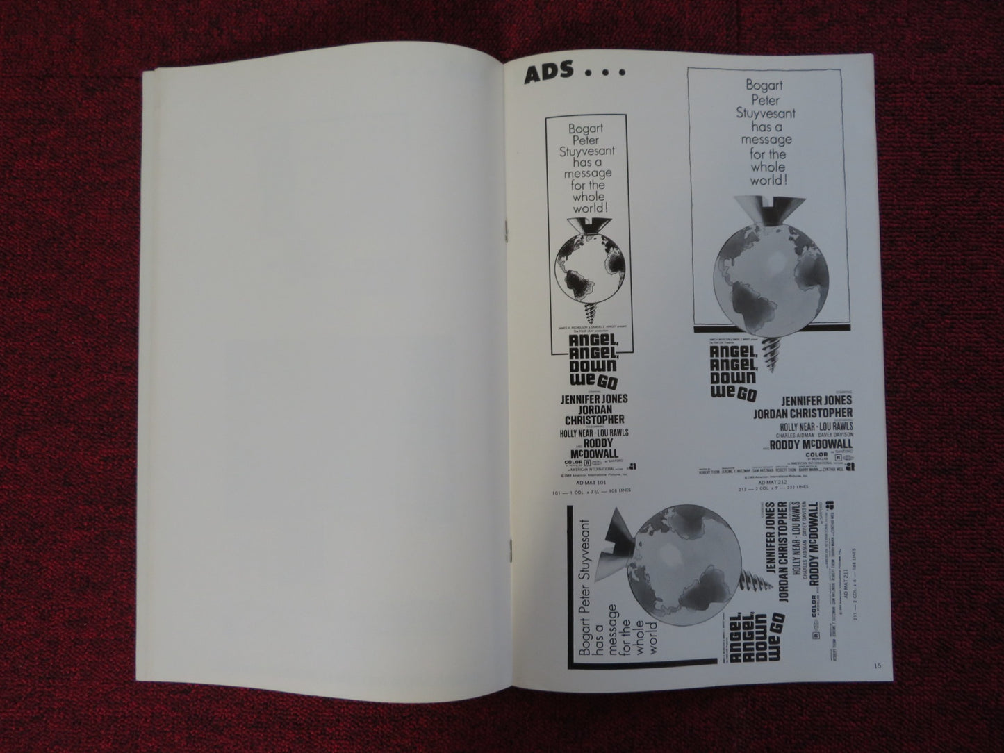ANGEL, ANGEL, DOWN WE GO UNCUT AMERICAN INTERNATIONAL PRESS BOOK J. JONES 1969 - Rendezvous Cinema