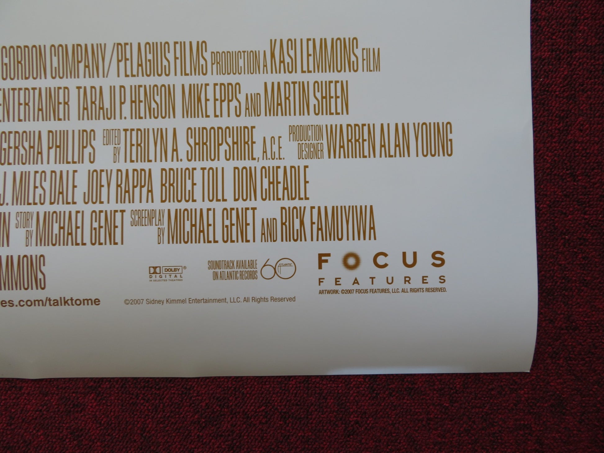 TALK TO ME US ONE SHEET ROLLED POSTER DON CHEADLE CHIWETEL EJIOFOR 2007 - Rendezvous Cinema