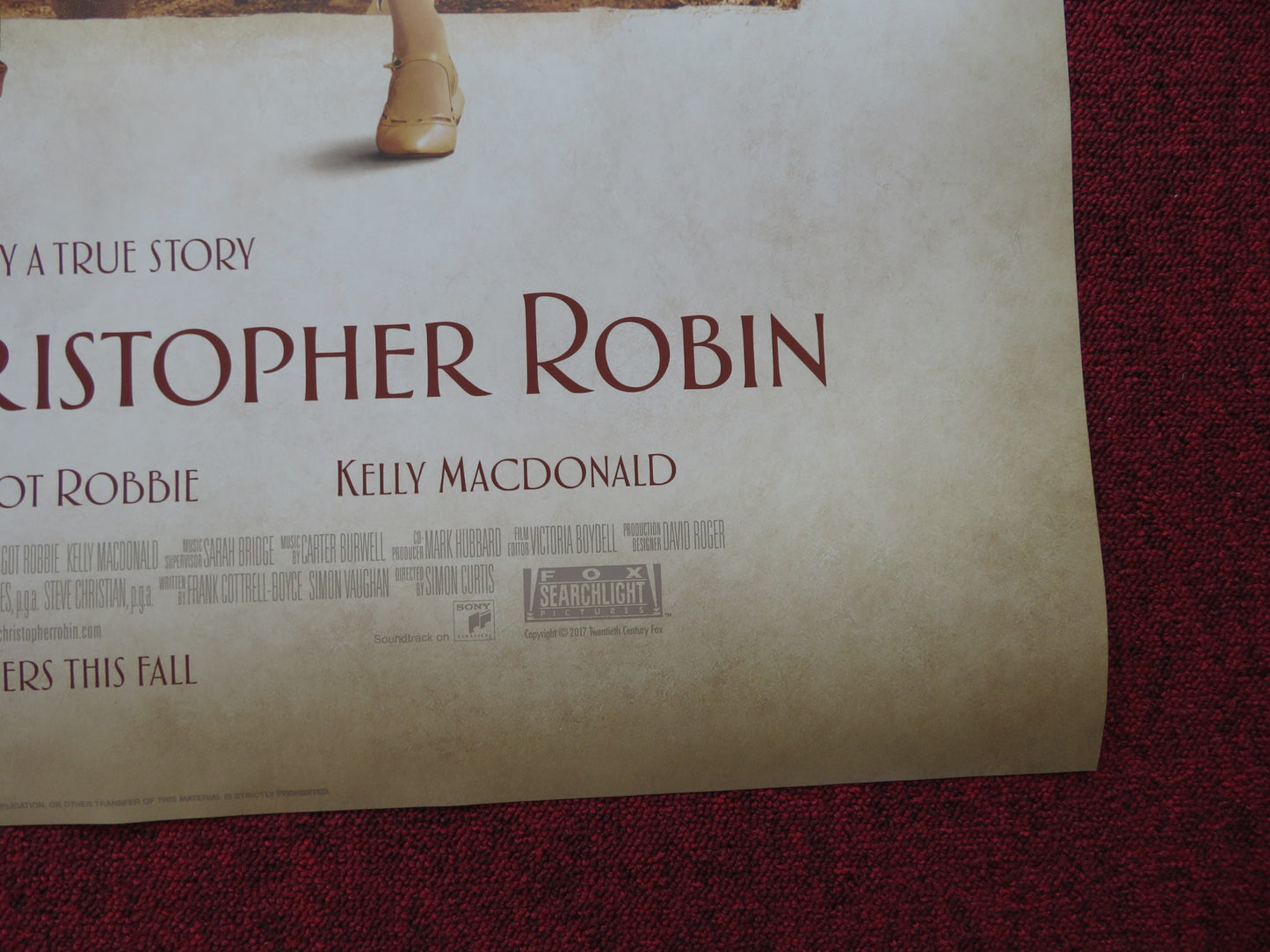 GOODBYE CHRISTOPHER ROBIN US ONE SHEET ROLLED POSTER D.GLEESON M.ROBBIE 2017 - Rendezvous Cinema