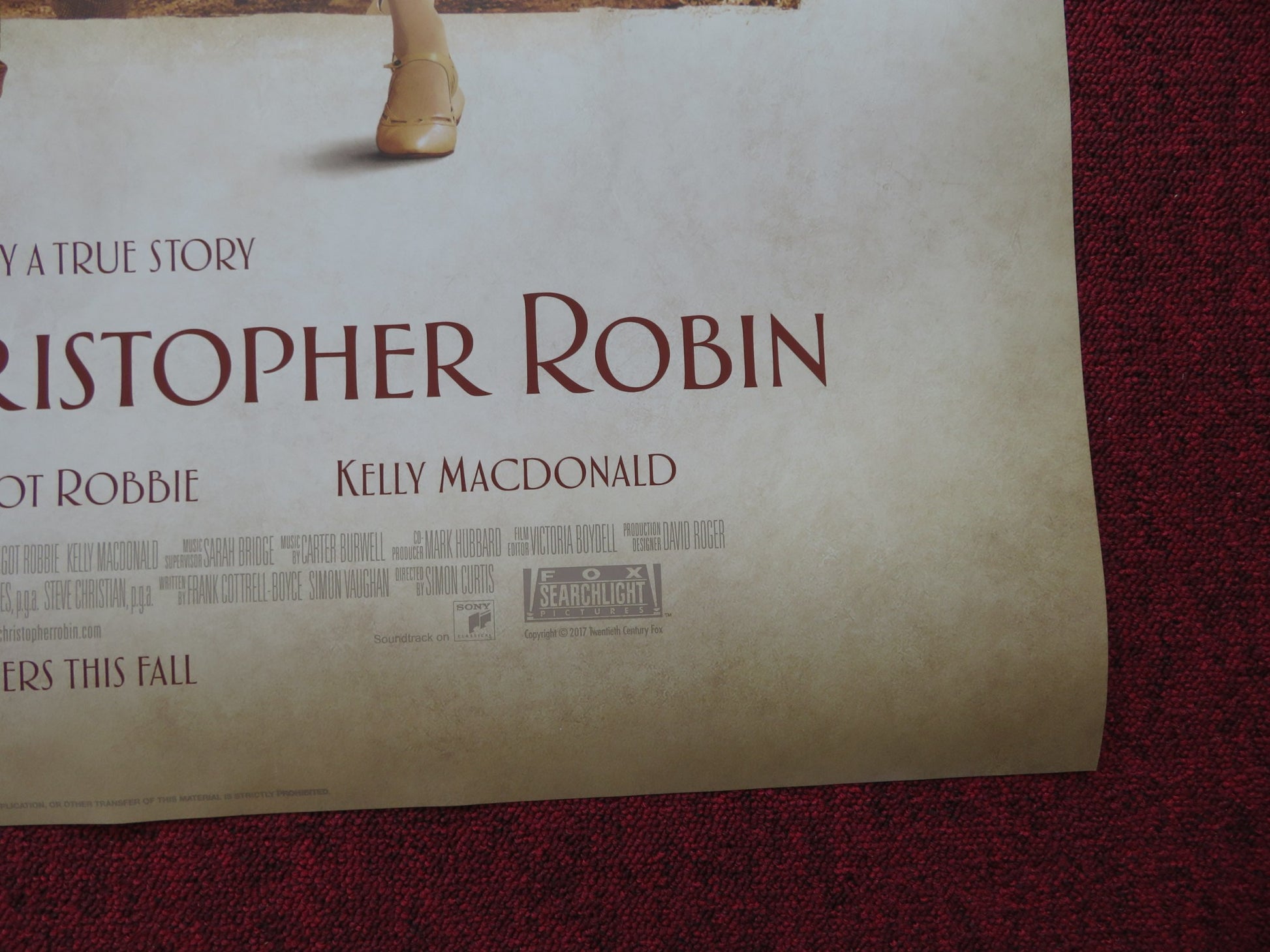 GOODBYE CHRISTOPHER ROBIN US ONE SHEET ROLLED POSTER D.GLEESON M.ROBBIE 2017 - Rendezvous Cinema
