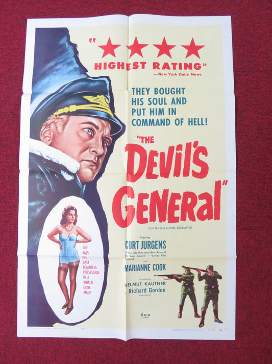 THE DEVIL'S GENERAL FOLDED US ONE SHEET POSTER CURT JERGENS MARIANNE COOK 1957