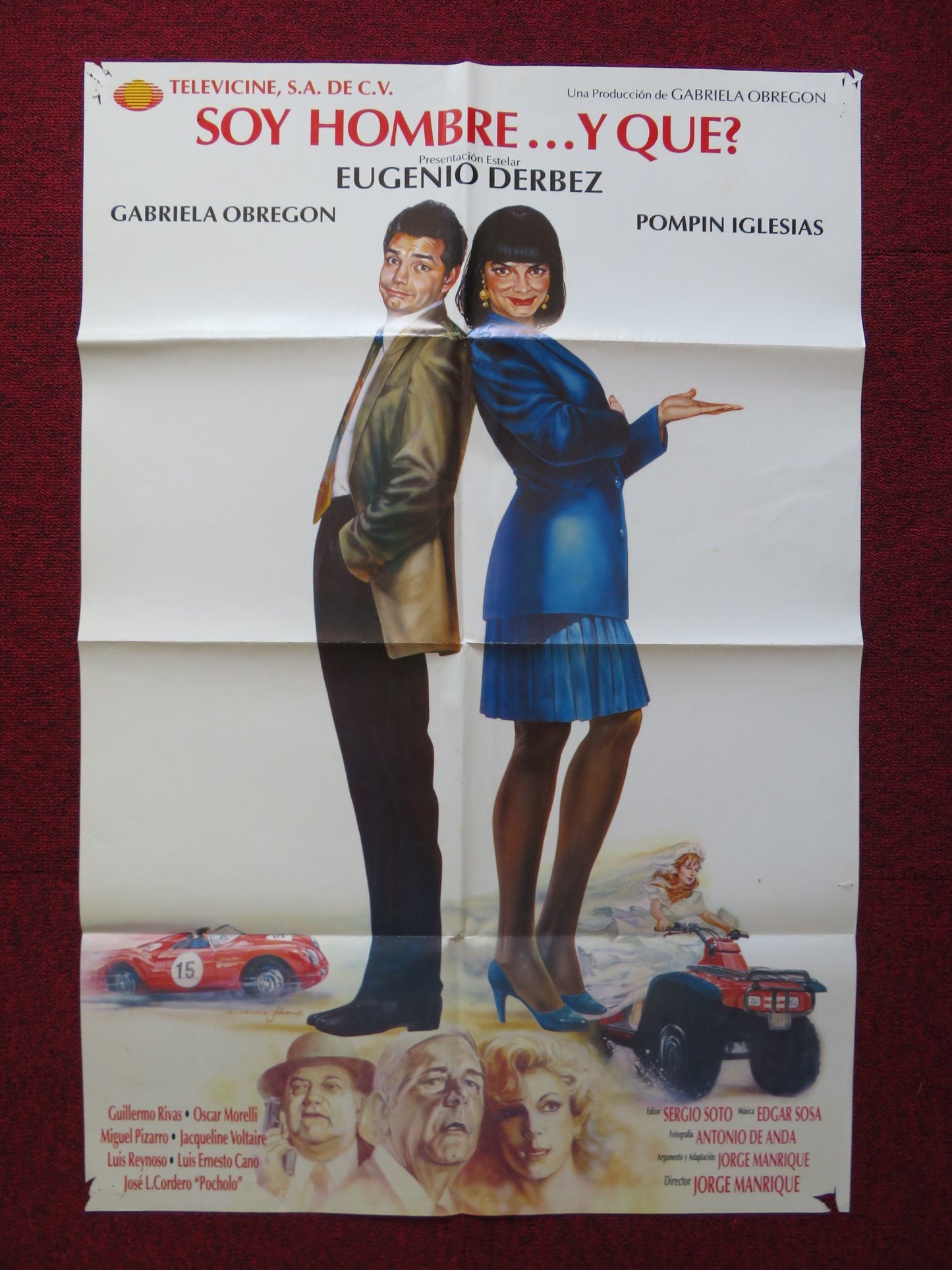 SOY HOMBRE Y QUE FOLDED MEXICAN POSTER EUGENIO DERBEZ POMPIN IGLESIAS 1993 - Rendezvous Cinema