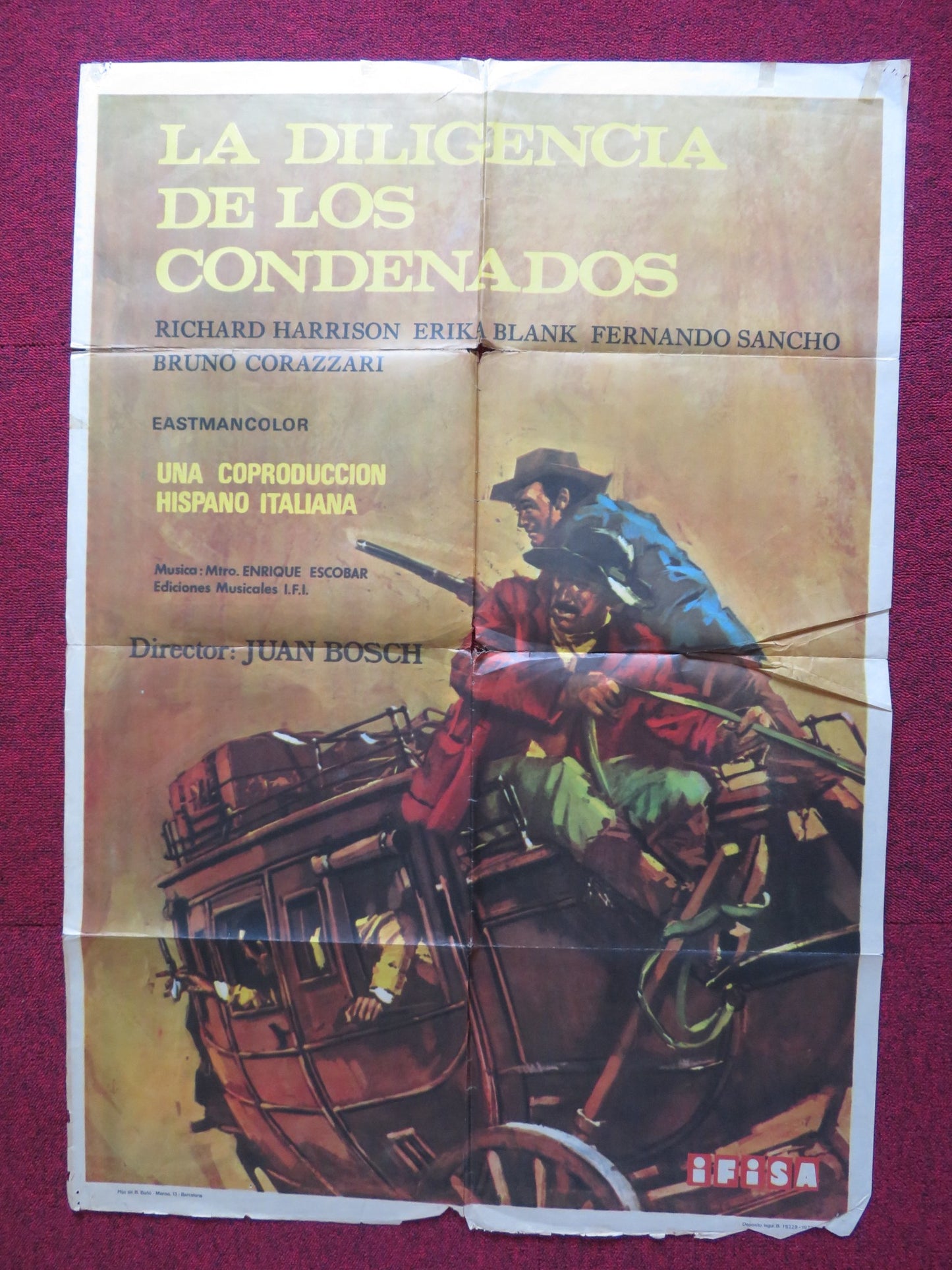 STAGECOACH OF THE CONDEMNED FOLDED MEXICAN POSTER RICHARD HARRISON E. BLANC 1970 - Rendezvous Cinema