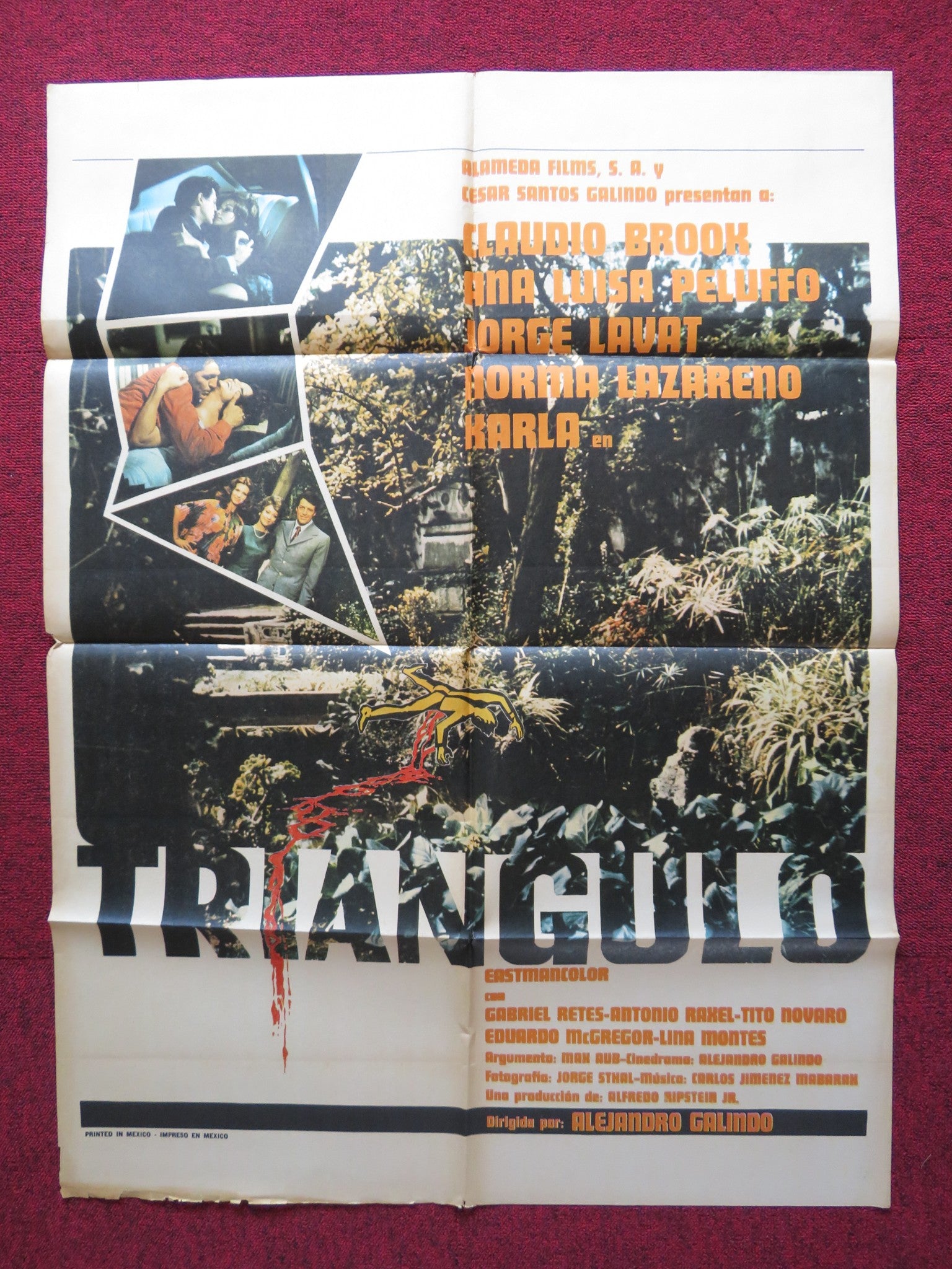 TRIANGULO FOLDED MEXICAN POSTER CLAUDIO BROOK ANA LUISA PELUFFO 1972 - Rendezvous Cinema