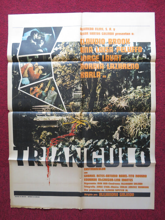 TRIANGULO FOLDED MEXICAN POSTER CLAUDIO BROOK ANA LUISA PELUFFO 1972 - Rendezvous Cinema