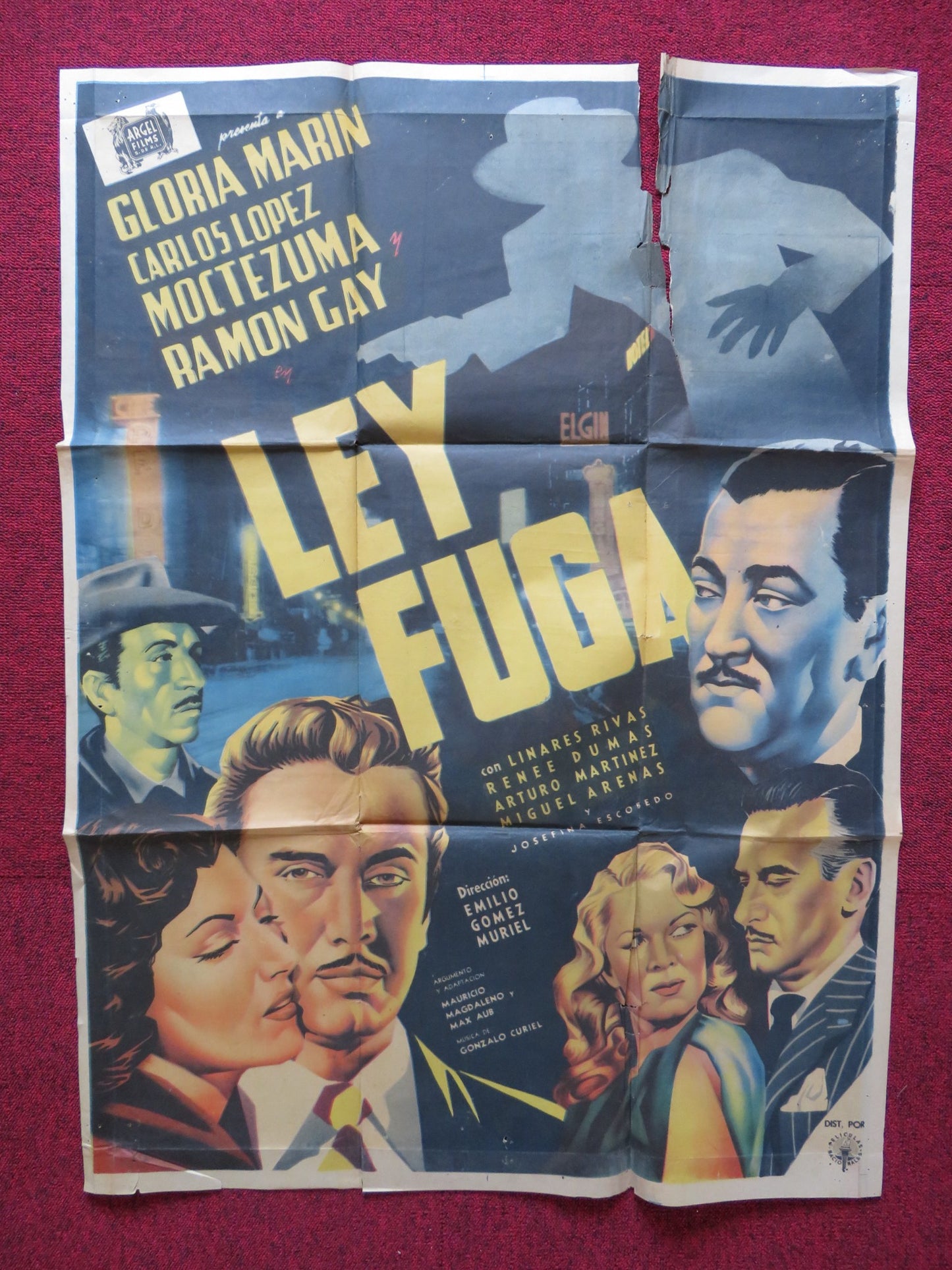 LEY FUGA FOLDED MEXICAN POSTER GLORIA MARIN CARLOS LOPEZ 1954 - Rendezvous Cinema