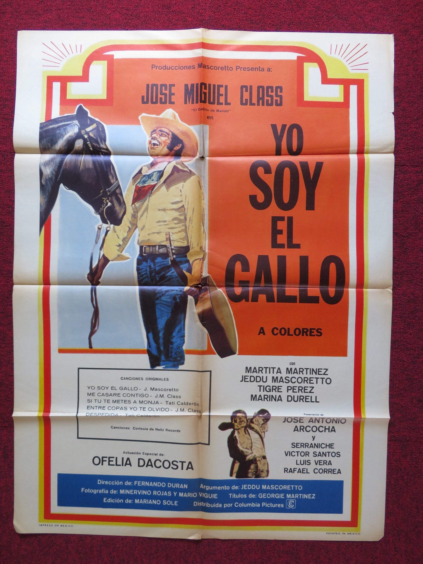 YO SOY EL GALLO FOLDED MEXICAN POSTER TINO ACOSTA JOSE ANTONIO ARCOCHA 1981 - Rendezvous Cinema