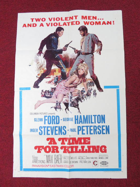 A TIME FOR KILLING FOLDED US ONE SHEET POSTER GLENN FORD GEORGE HAMILTON 1967