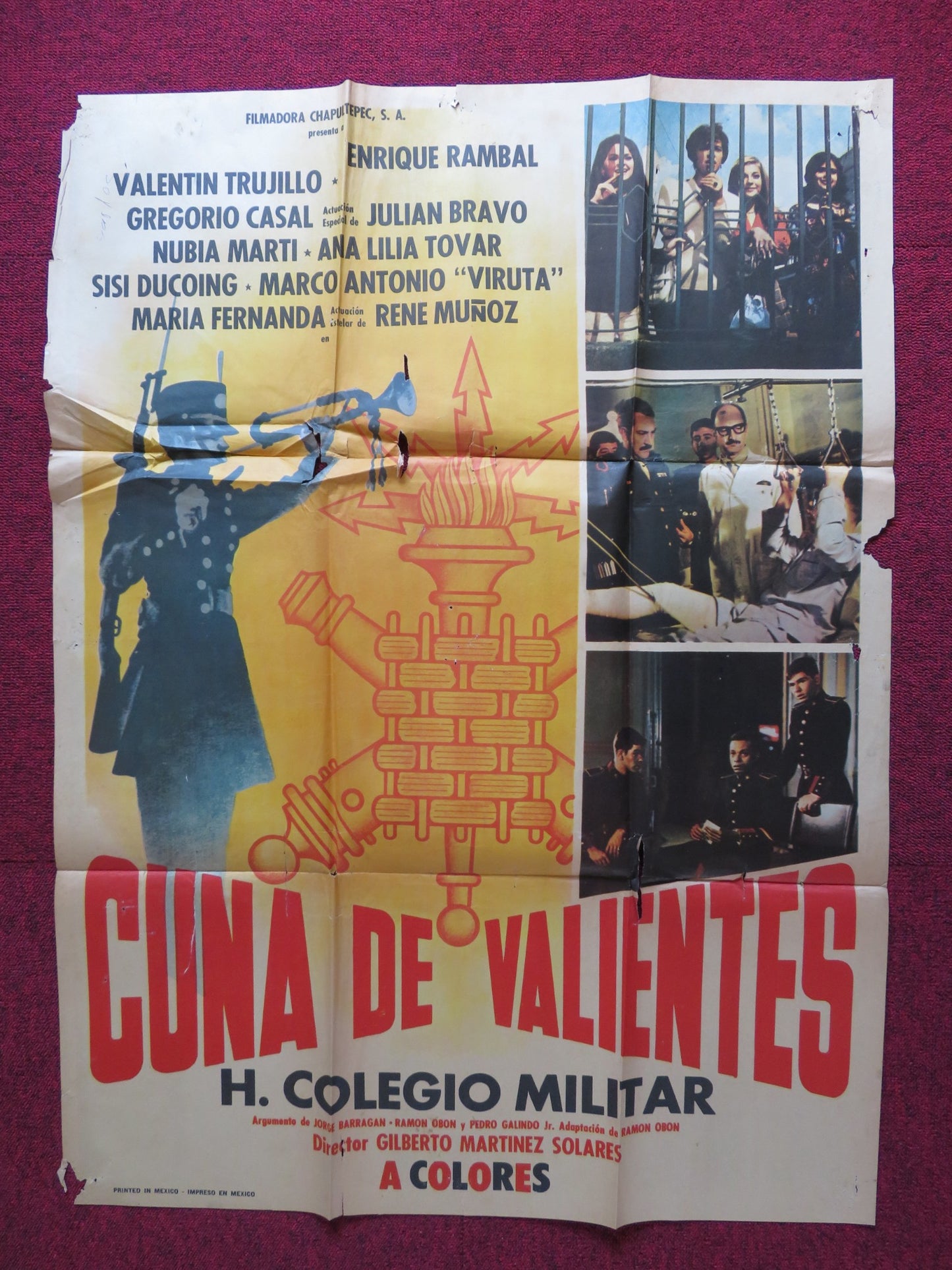 CUNA DE VALIENTES FOLDED MEXICAN POSTER VALENTIN TRUJILLO ENRIQUE RAMBAL 1972 - Rendezvous Cinema