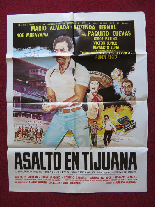 ASALTO EN TIJUANA FOLDED MEXICAN POSTER MARIO ALMADA ROSENDA BERNAL 1984 - Rendezvous Cinema