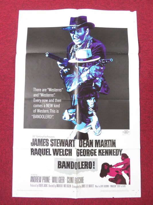 BANDOLERO!- B  FOLDED US ONE SHEET POSTER JAMES STEWART DEAN MARTIN 1968