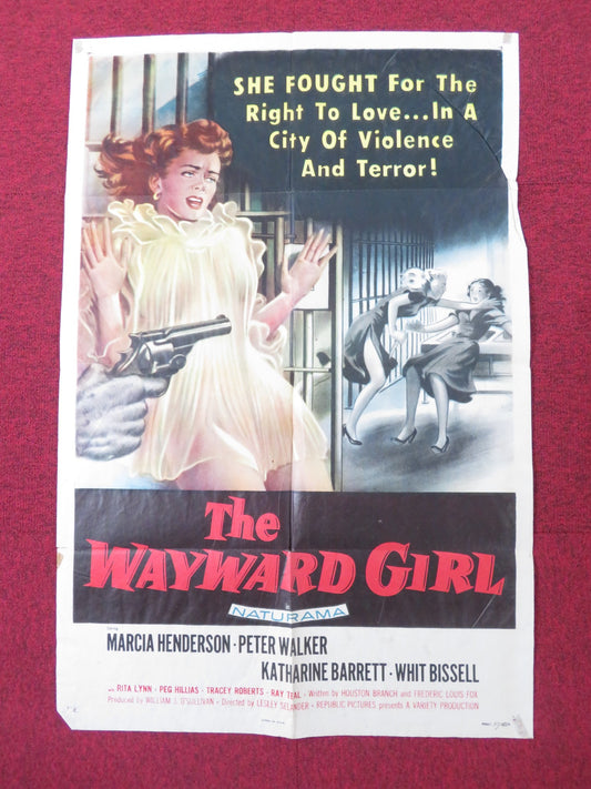 THE WAYWARD GIRL FOLDED US ONE SHEET POSTER MARCIA HENDERSON PETER WALKER 1957