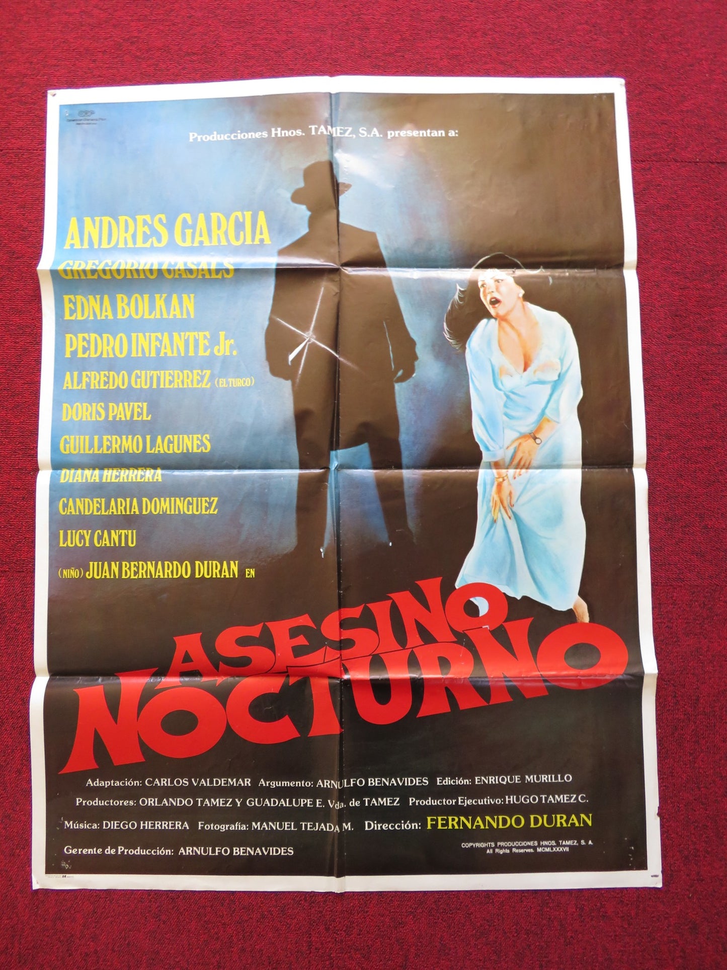 ASESINO NOCTURNO FOLDED MEXICAN POSTER ANDRES GARCIA GREGORIO CASAL 1988 - Rendezvous Cinema