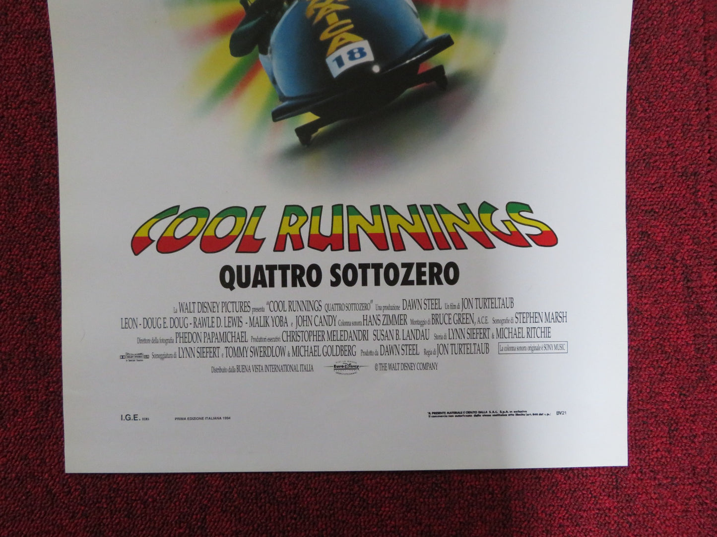 COOL RUNNINGS ITALIAN LOCANDINA POSTER JOHN CANDY DOUG E. DOUG 1993