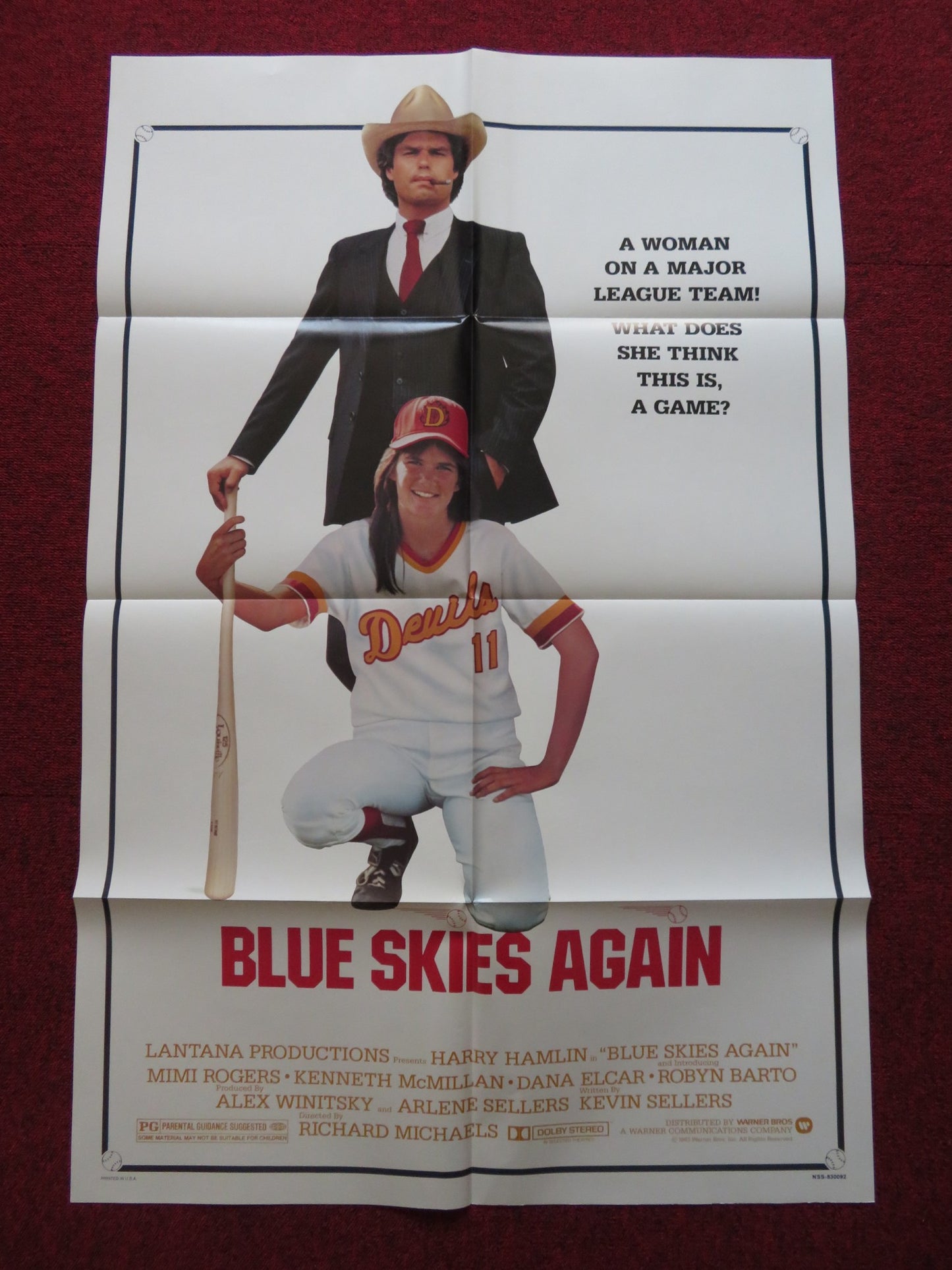 BLUE SKIES AGAIN FOLDED US ONE SHEET POSTER HARRY HAMLIN MIMI ROGERS 1983 - Rendezvous Cinema
