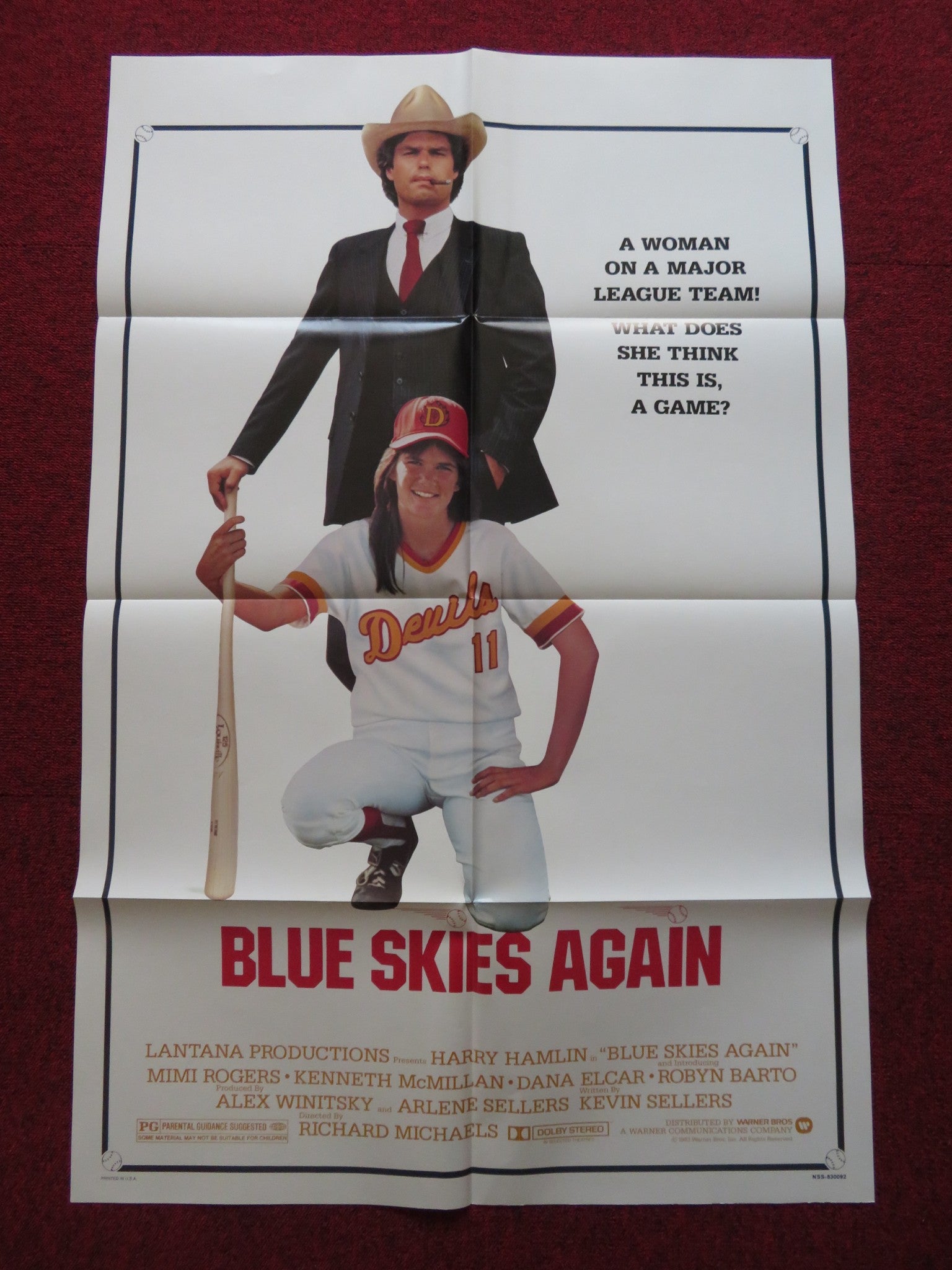 BLUE SKIES AGAIN FOLDED US ONE SHEET POSTER HARRY HAMLIN MIMI ROGERS 1983 - Rendezvous Cinema