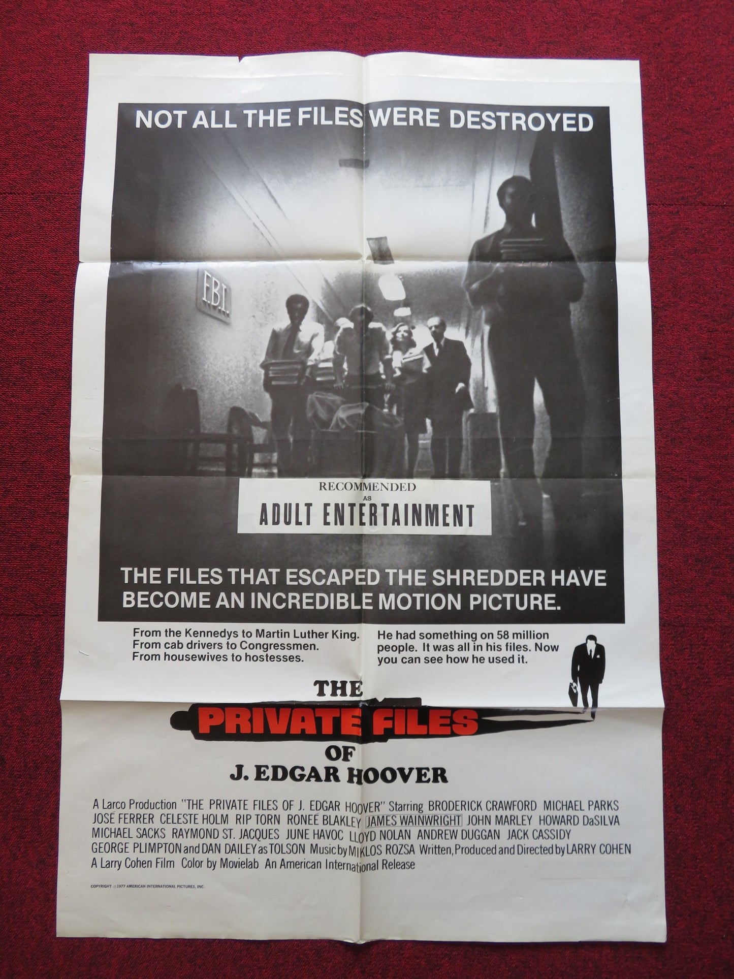 THE PRIVATE FILES OF J. EDGAR HOOVER FOLDED US ONE SHEET POSTER B. CRAWFORD 1977 - Rendezvous Cinema