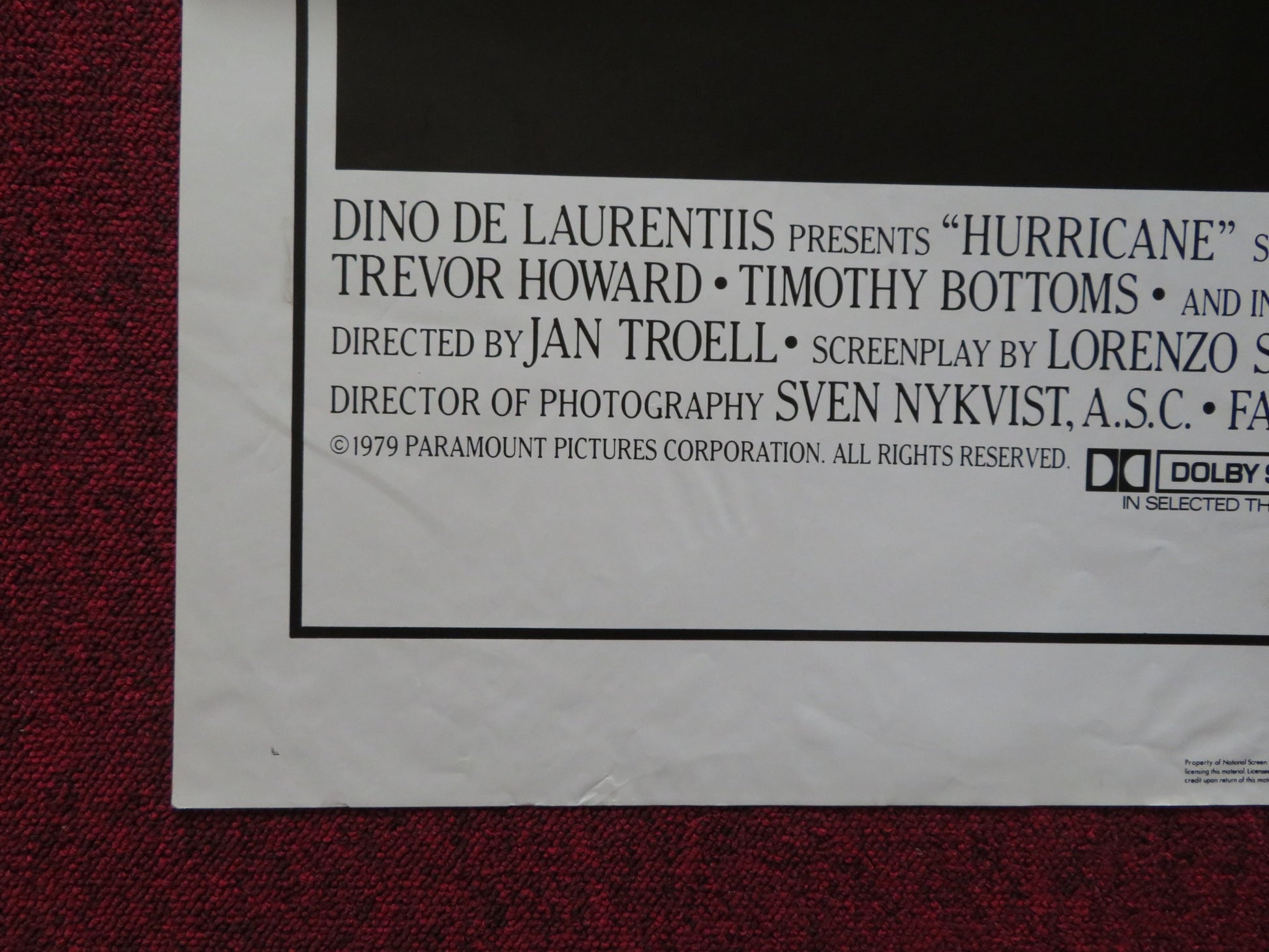 HURRICANE FOLDED US ONE SHEET POSTER JASON ROBARDS MIA FARROW 1979 - Rendezvous Cinema