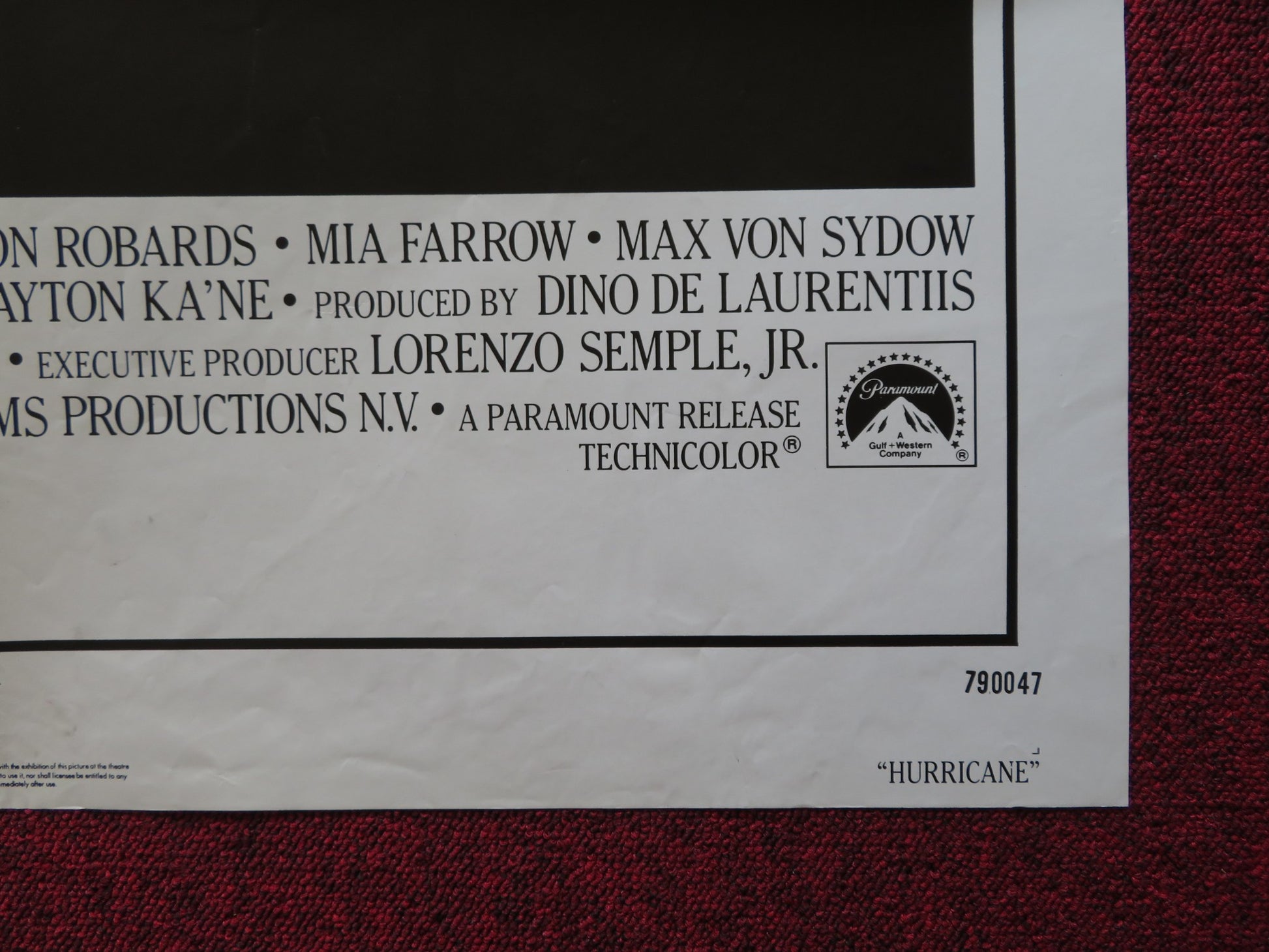 HURRICANE FOLDED US ONE SHEET POSTER JASON ROBARDS MIA FARROW 1979 - Rendezvous Cinema