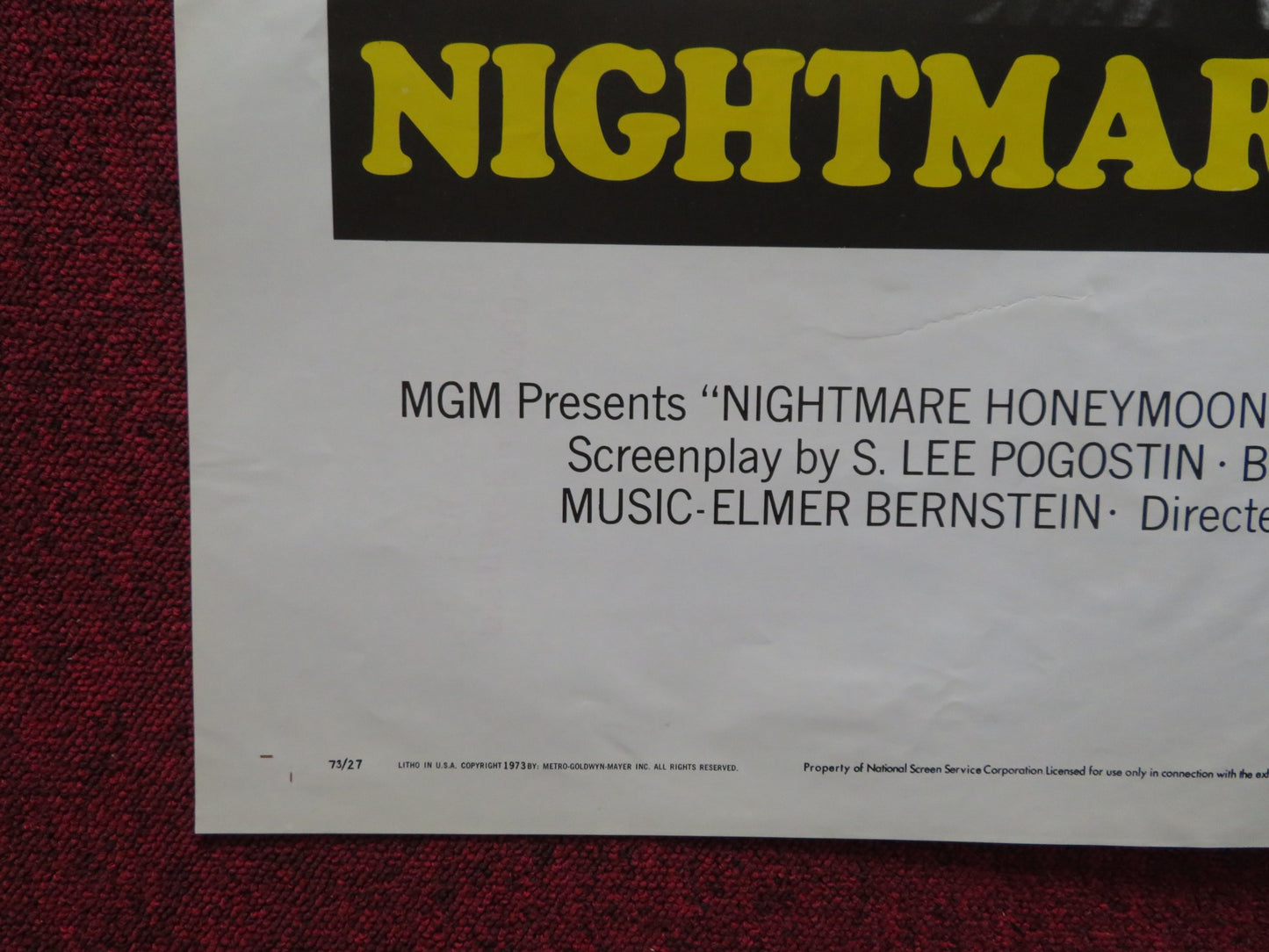 NIGHTMARE HONEYMOON FOLDED US ONE SHEET POSTER DACK RAMBO REBECCA D. SMITH 1973 - Rendezvous Cinema