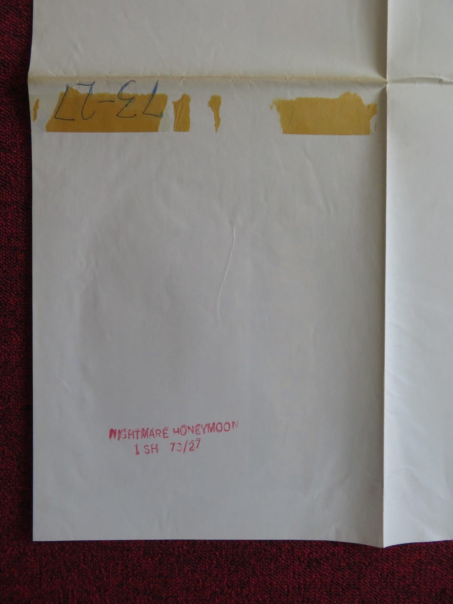 NIGHTMARE HONEYMOON FOLDED US ONE SHEET POSTER DACK RAMBO REBECCA D. SMITH 1973 - Rendezvous Cinema