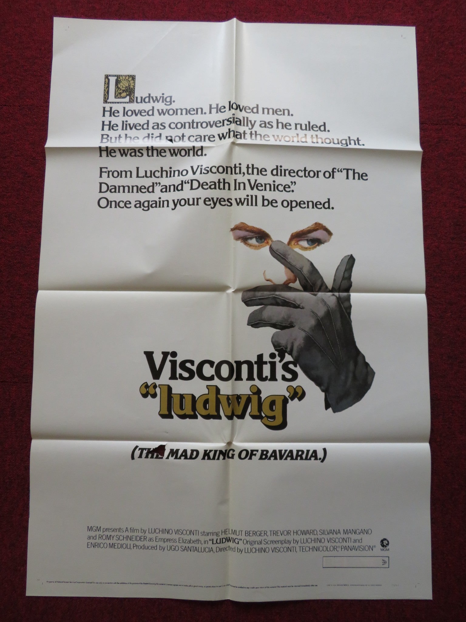 LUDWIG FOLDED US ONE SHEET POSTER HELMUT BERGER TREVOR HOWARD 1973 - Rendezvous Cinema