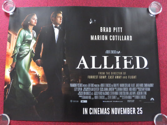 ALLIED UK QUAD (30"x 40") ROLLED POSTER BRAD PITT MARION COTILLARD 2016 - Rendezvous Cinema