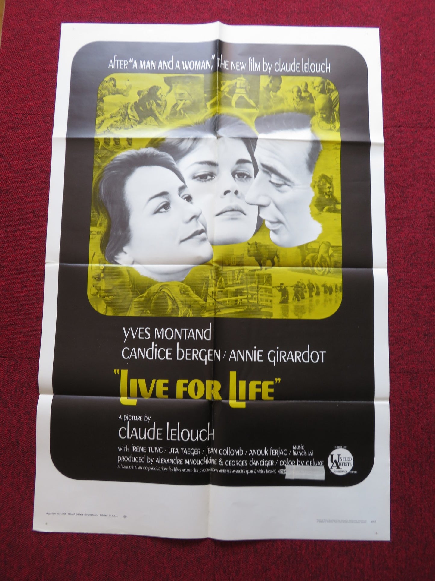 LIVE FOR LIFE FOLDED US ONE SHEET POSTER YVES MONTAND CANDICE BERGEN 1968 - Rendezvous Cinema