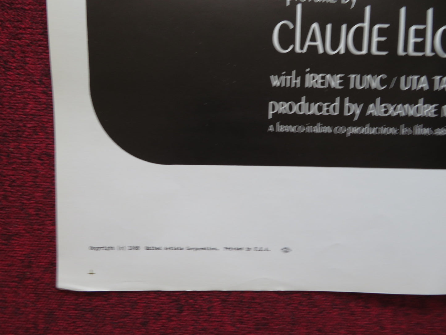 LIVE FOR LIFE FOLDED US ONE SHEET POSTER YVES MONTAND CANDICE BERGEN 1968 - Rendezvous Cinema