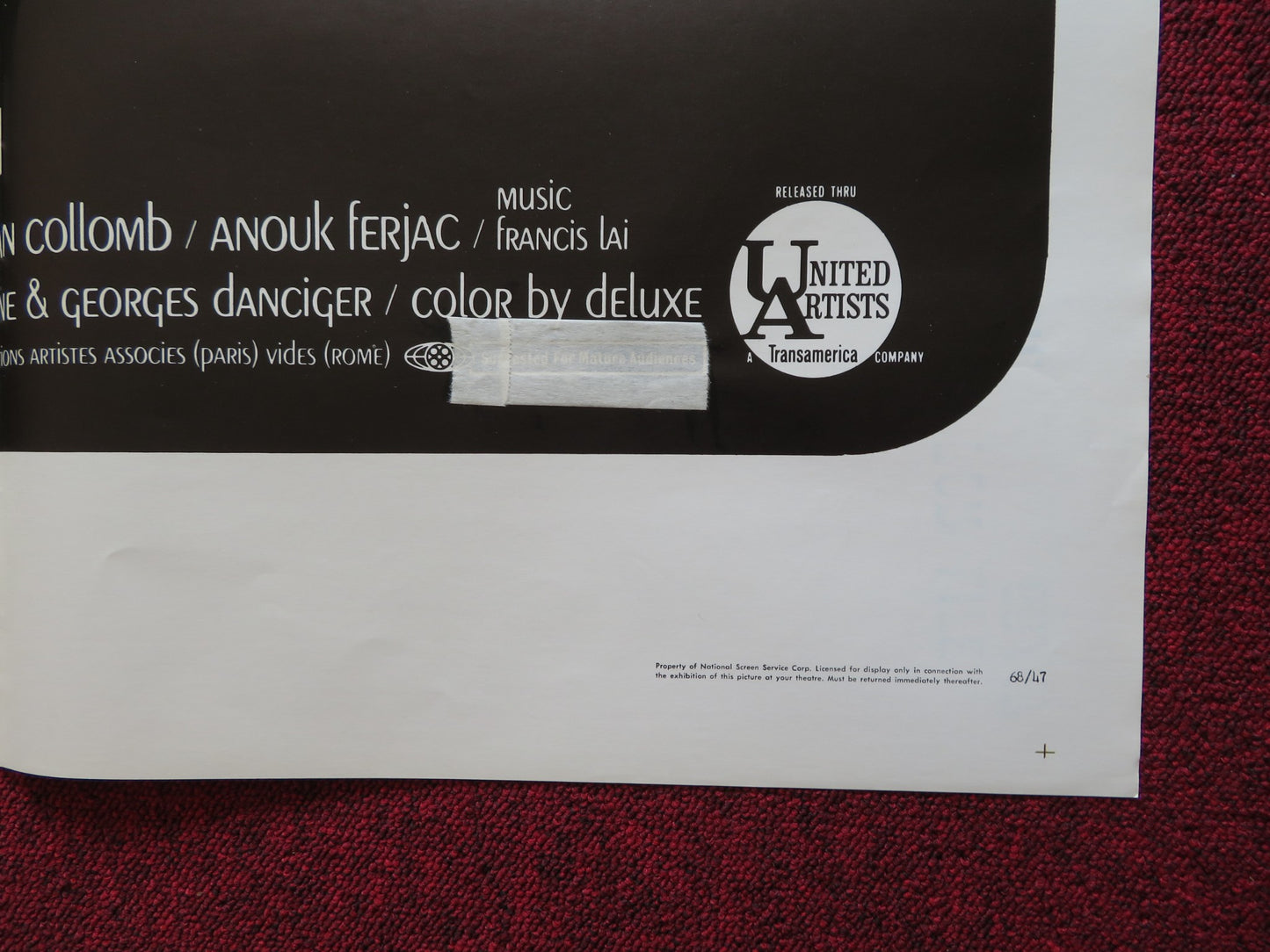 LIVE FOR LIFE FOLDED US ONE SHEET POSTER YVES MONTAND CANDICE BERGEN 1968 - Rendezvous Cinema