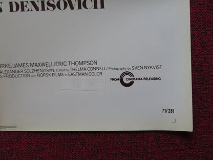 ONE DAY IN THE LIFE OF IVAN DENISOVICH FOLDED US ONE SHEET POSTER 1971 - Rendezvous Cinema