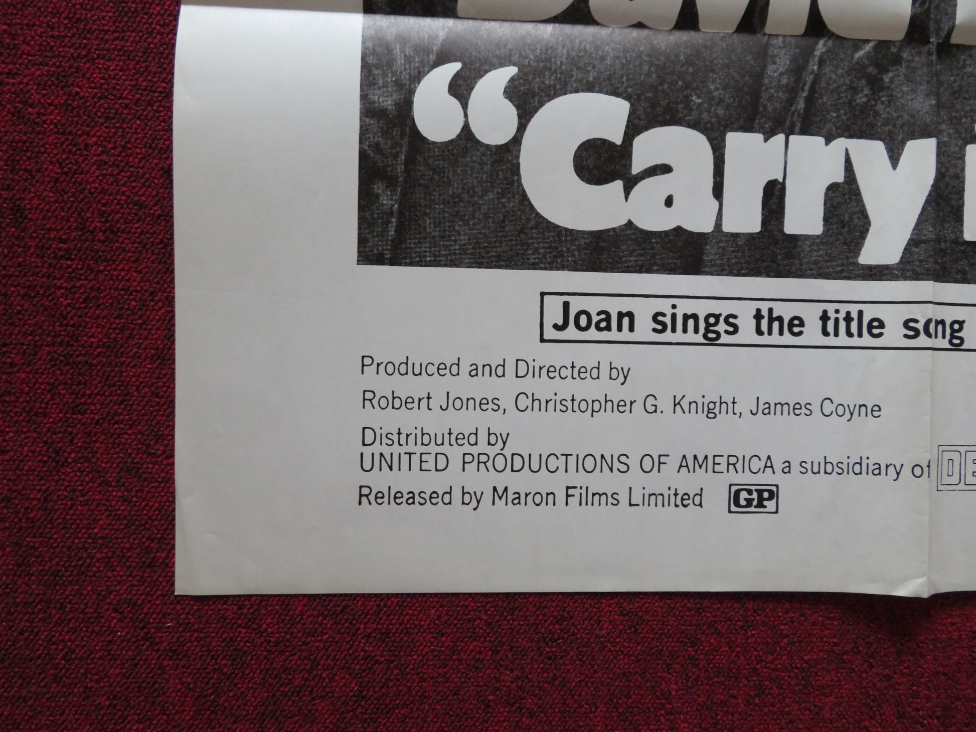 CARRY IT ON FOLDED US ONE SHEET POSTER JOAN BAEZ DAVID HARRIS 1970 - Rendezvous Cinema