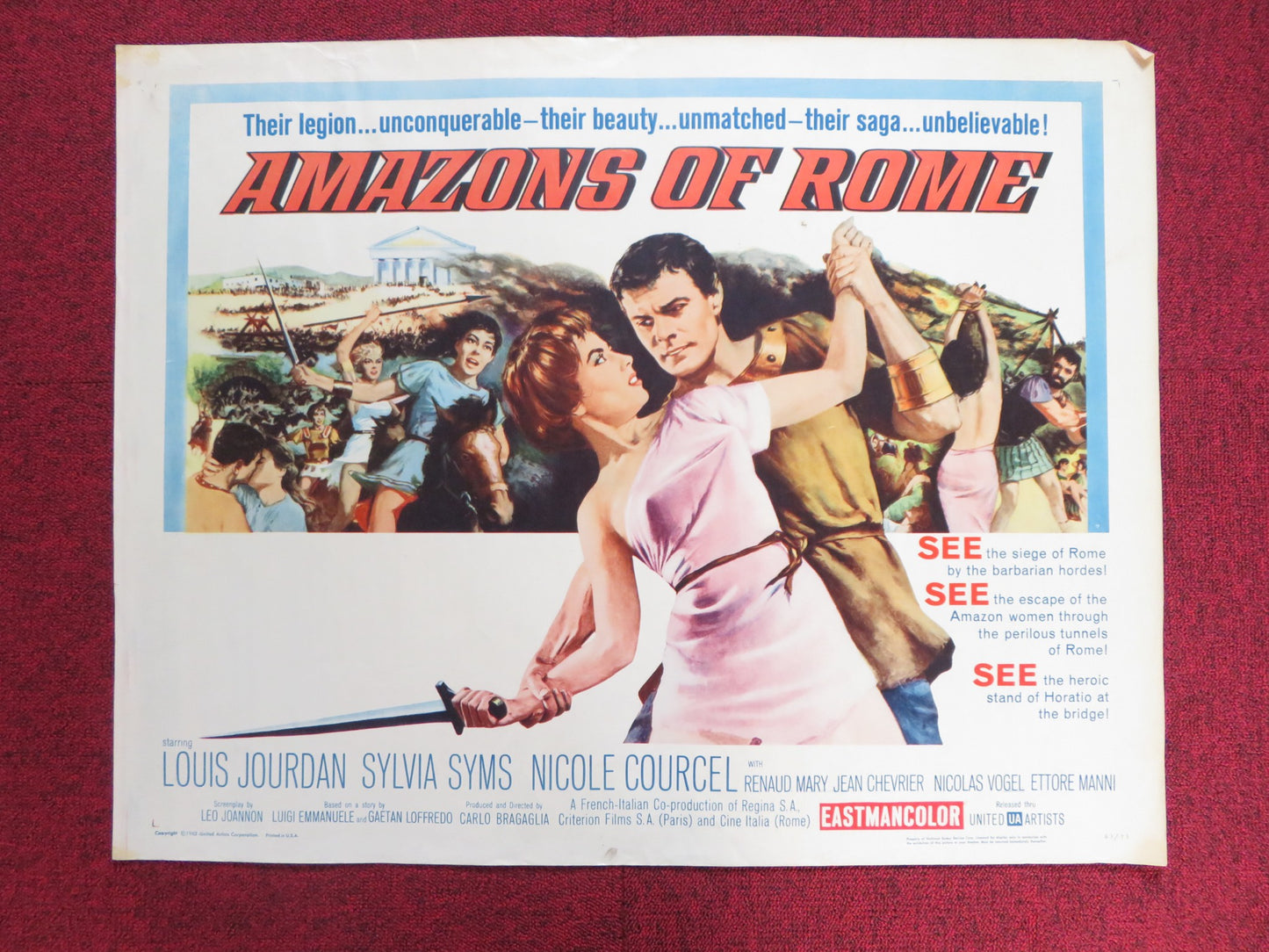 AMAZONS OF ROME US HALF SHEET (22"x 28") POSTER LOUIS JOURDAN SYLVIA SYMS 1962 - Rendezvous Cinema
