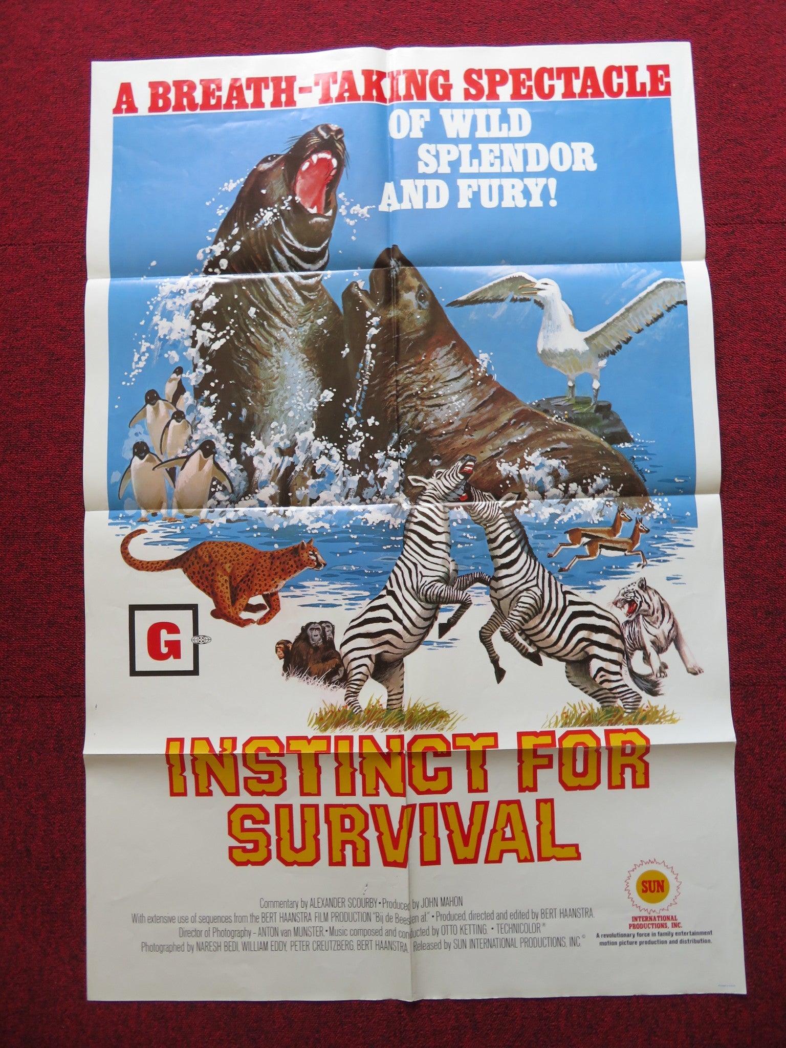 INSTINCT FOR SURVIVAL FOLDED US ONE SHEET POSTER BERT HAANSTRA A. SCOURBY 1974 - Rendezvous Cinema