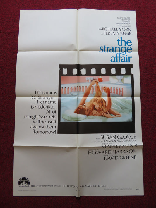 THE STRANGE AFFAIR FOLDED US ONE SHEET POSTER MICHAEL YORK JEREMY KEMP 1968 - Rendezvous Cinema