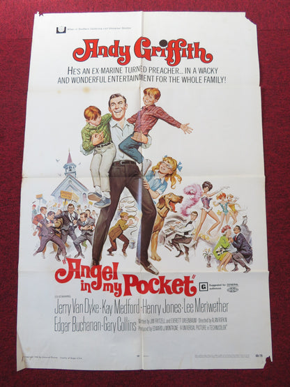 ANGEL IN MY POCKET FOLDED US ONE SHEET POSTER ANDY GRIFFITH JERRY VAN DYKE 1969 - Rendezvous Cinema